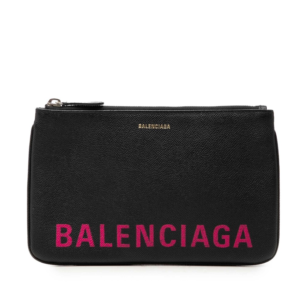 Pre-Loved Balenciaga Leather Ville Logo Clutch M
